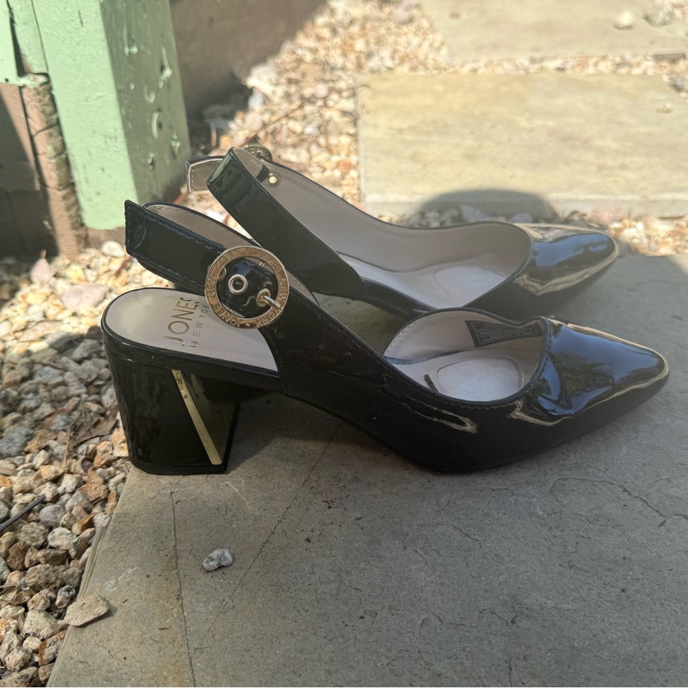 Jones New York Black Patent Slingback Heels